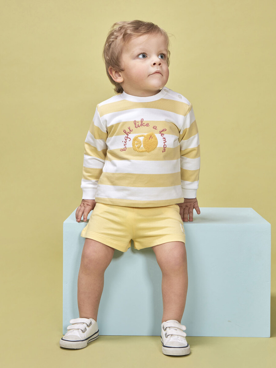 Sudadera De Rayas Con Print Blanco
