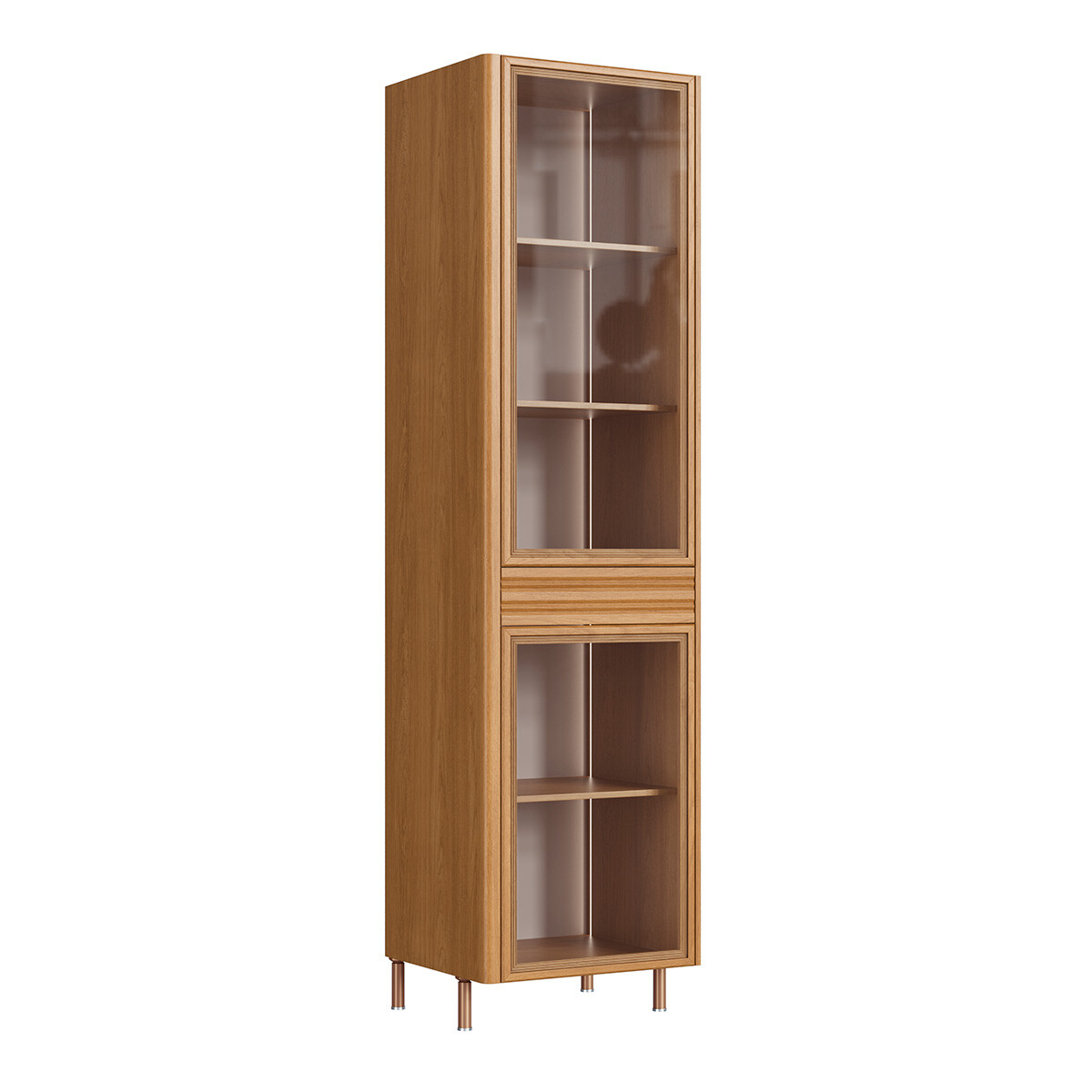 Organic Cristalero 2 Puertas Y 1 Cajón 0.60 Mts Con Luz Led Y Espejos Color Nature/sand 