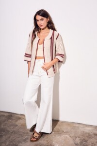 Camisa Crochet Rayada Nácar