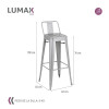 Taburete Tolix en metal con respaldo Gris