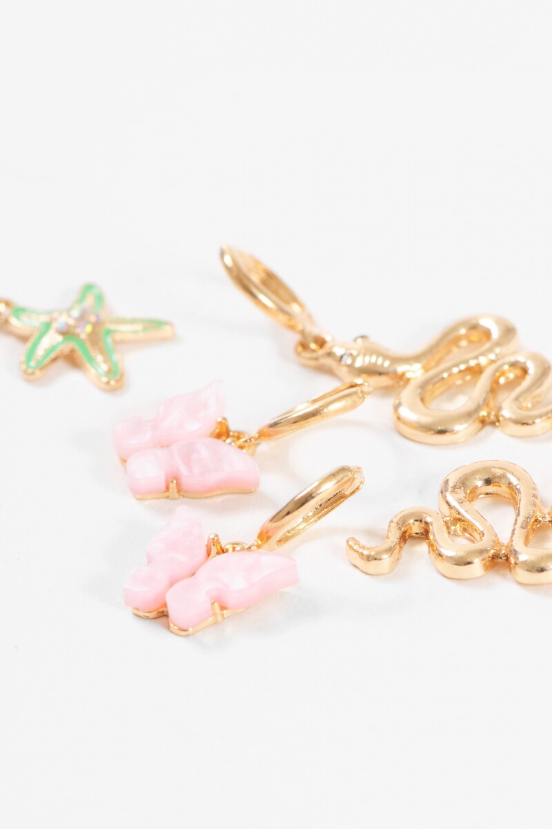 Set aros dije nature dorado