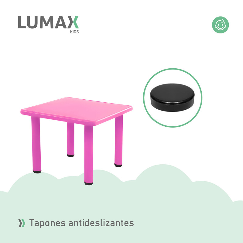 Mesa Cuadrada de Plástico y Metal para Niños 60x60cm Fucsia