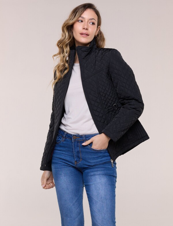 Campera Matelaseada Con Ajuste En Cintura NEGRO