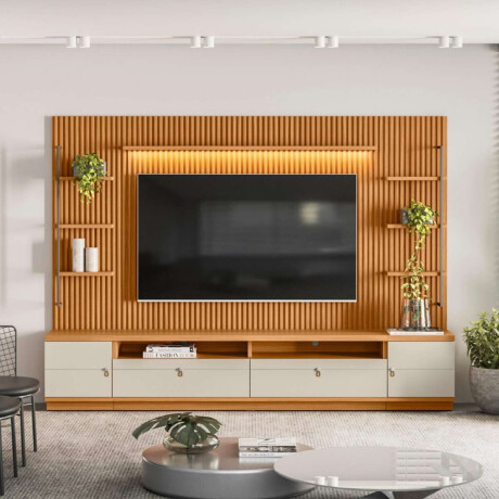 Modular para Tv Rack + Panel 2 Laterales Ouro