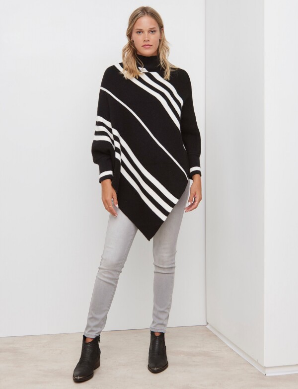Poncho Lineas NEGRO/BLANCO