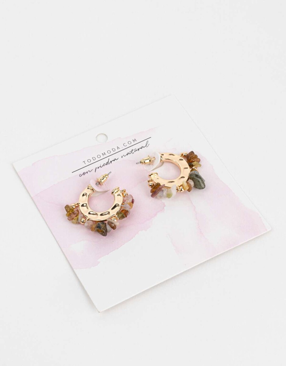 Argollas Con Piedra - Dorado 