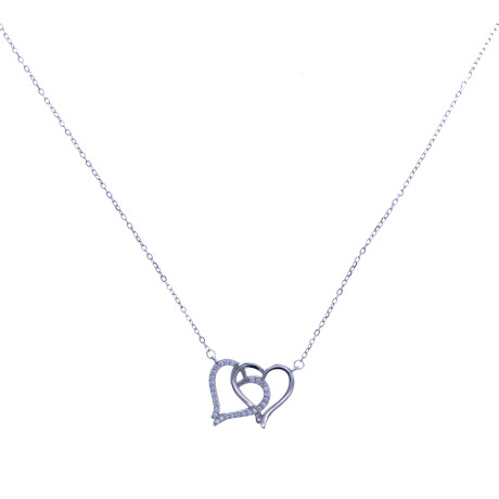 Cadena y dije de Plata 925 rodinada y circonias, CORAZÓN ENTRELAZADO Cadena y dije de Plata 925 rodinada y circonias, CORAZÓN ENTRELAZADO