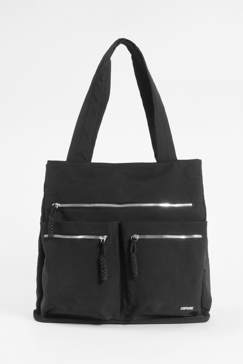 Shopper oversize cierres negro