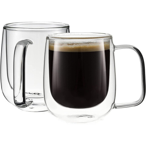 Taza Vidrio Doble Pared 250ml Aislamiento C/ Asa Té Café Taza Vidrio Doble Pared 250ml Aislamiento C/ Asa Té Café