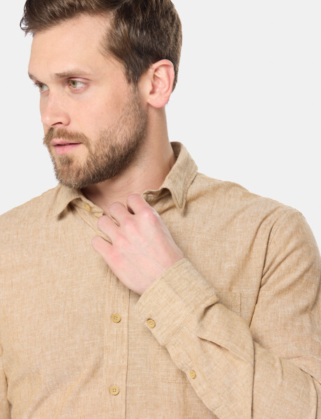 CAMISA DE LINO Camel