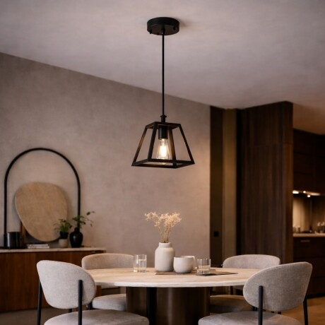 Colgante trapecio 1 lámpara negro 21cm E27 Colgante trapecio 1 lámpara negro 21cm E27