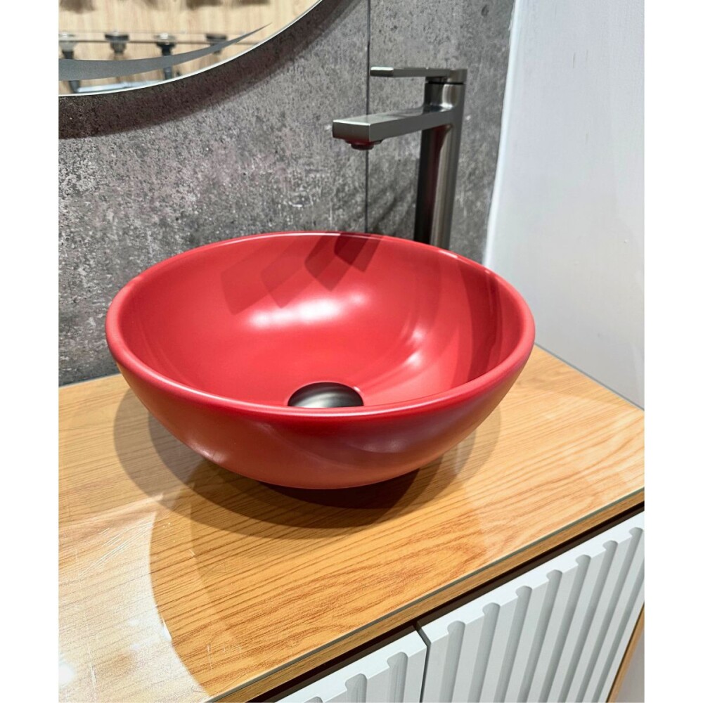 Bacha de apoyo redonda 33 cm rojo mate Dmc Bacha De Apoyo Redonda 33 Cm Rojo Mate Dmc