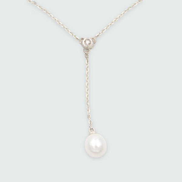 Colgante y cadena MOON Gota de cielo en plata 925 con brillante y perla Colgante y cadena MOON Gota de cielo en plata 925 con brillante y perla