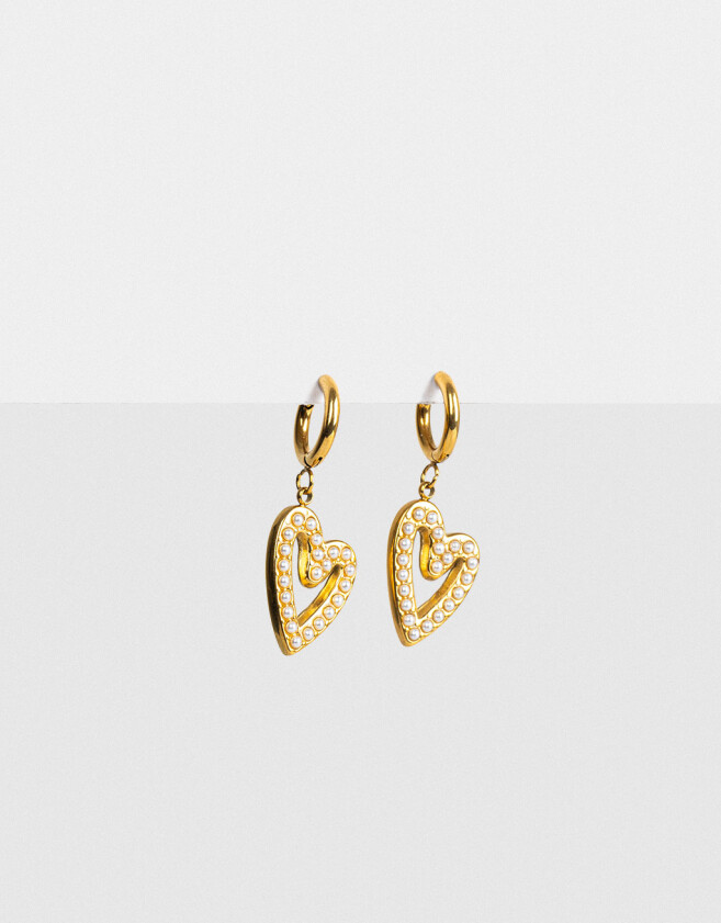 Aros Argollas Acero quirúrgico Aros Argolla Corazón Acero - Dorado