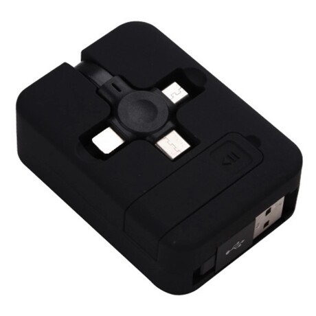 Soporte para Celular con Cable de Carga Retráctil 3 en 1 NEGRO