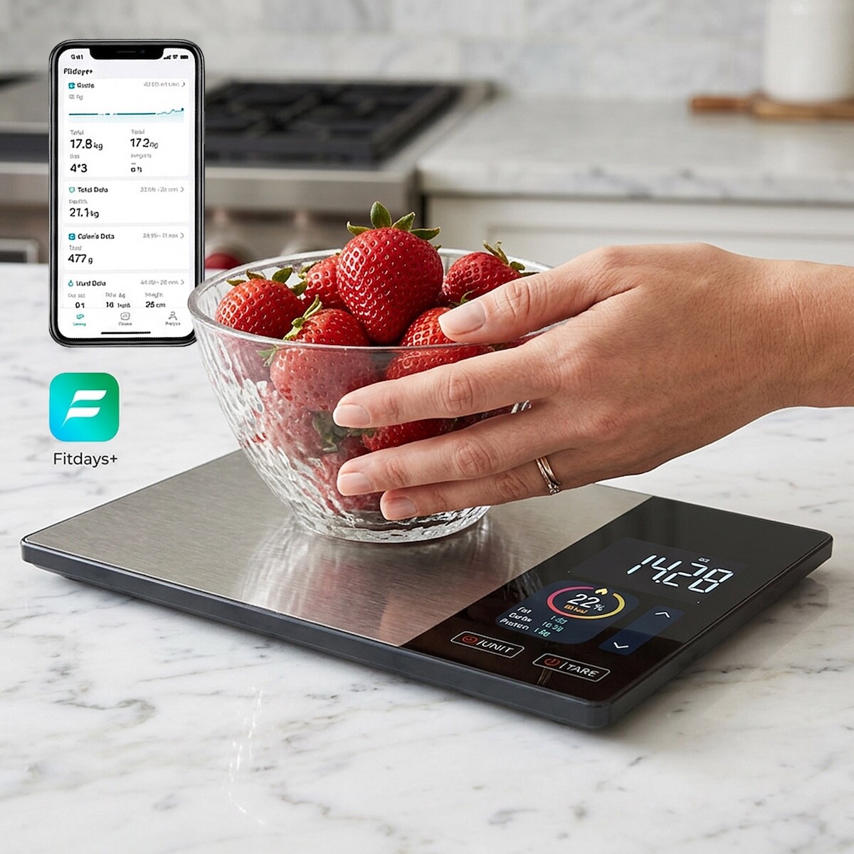 Balanza Inteligente De Cocina Digital con Precision 1g y Medicion Peso hasta 5kg 