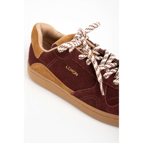 Zapatilla Gamuza Combinada Burdeos