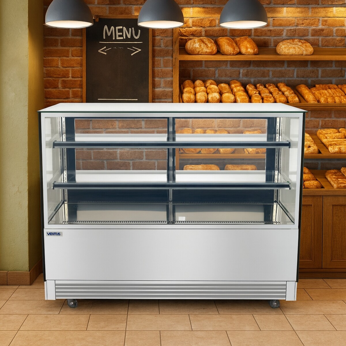 Vitrina Pastelera Recta 578 Litros Refrigerada 2 Repisas 