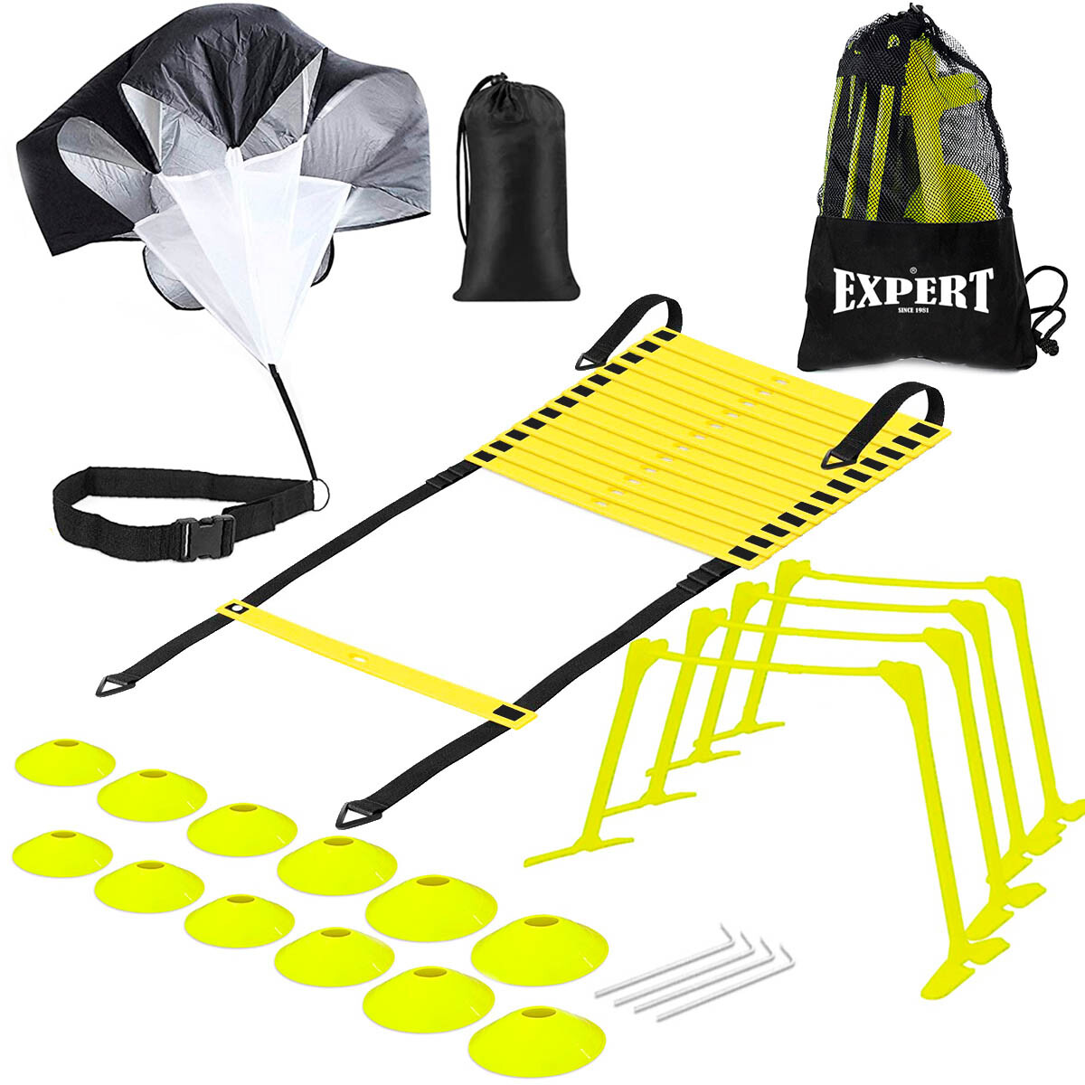 Set Entrenamiento Escalera + Obstáculos + Paracaídas - Multicolor 