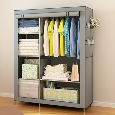 Ropero desmontable de tela 105 x 45 x 165 cm GRIS