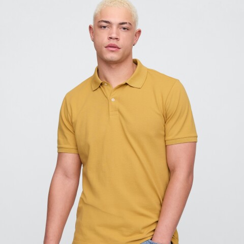 V-STRETCH PIQUE POLO - SOLID HONEY IM HOME