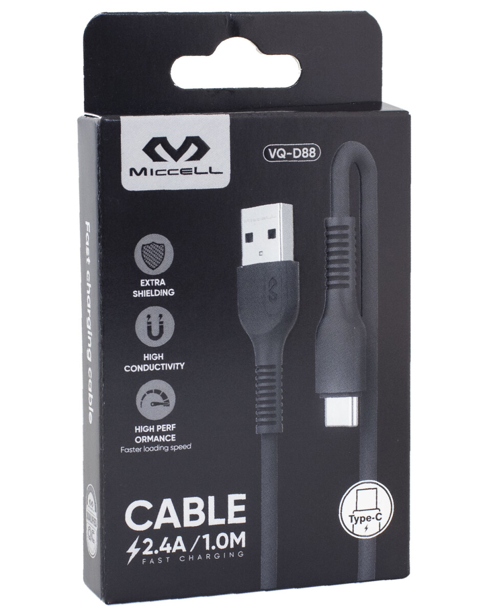 Cable de datos USB C a USB A 1 metro Miccell - Negro 