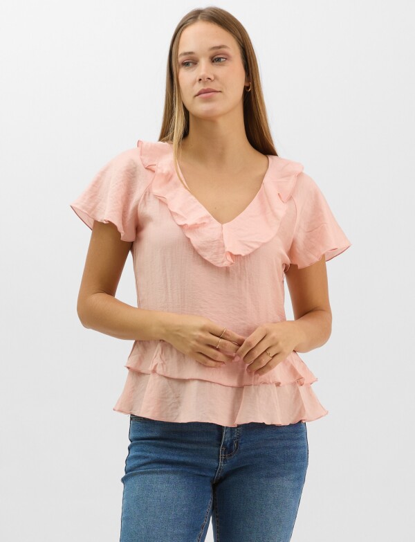 Blusa Satén Péplum ROSA