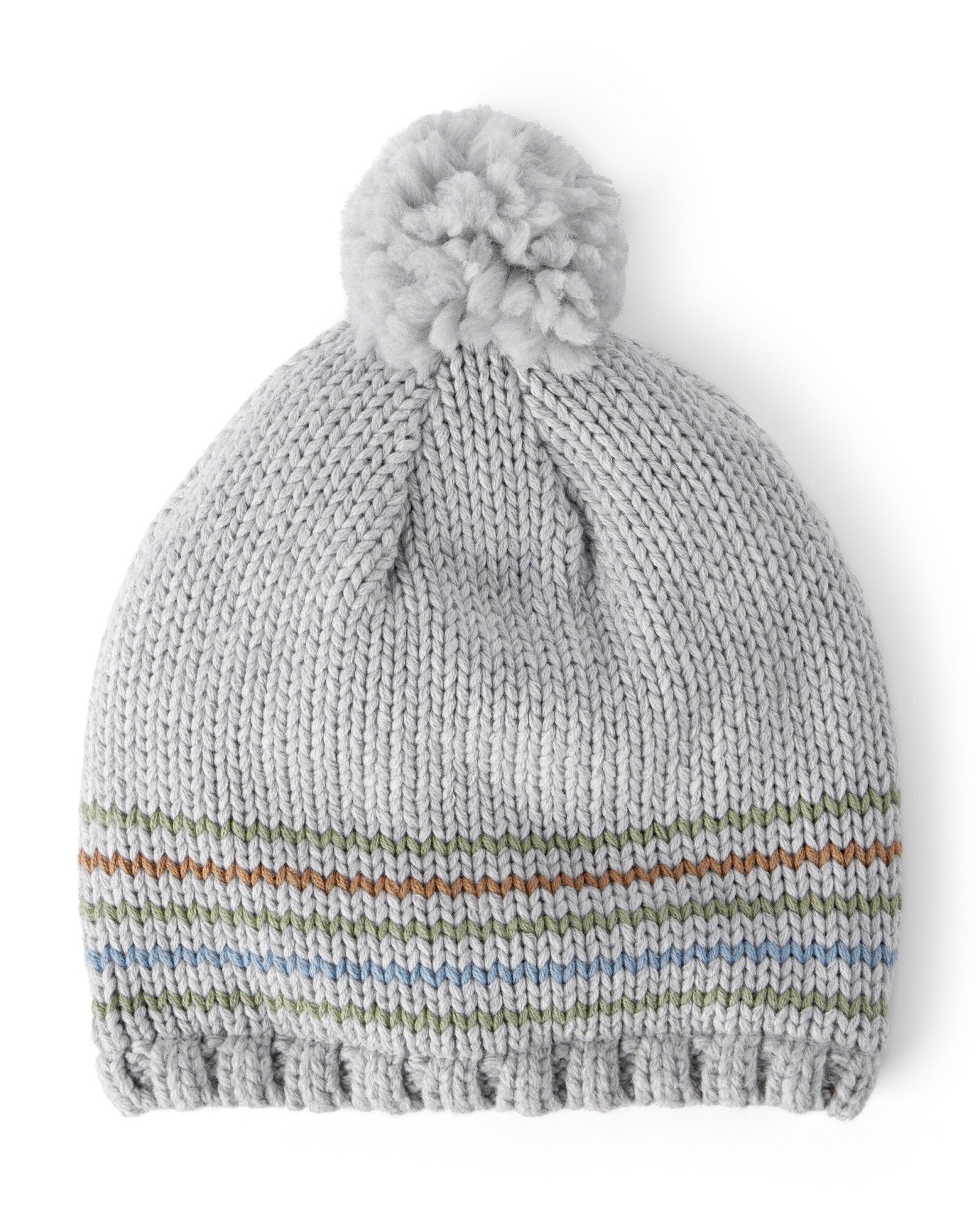Gorro tejido gris, con pompón Sin color