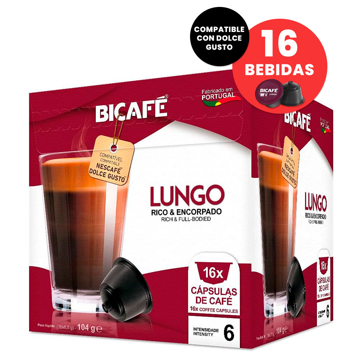 Capsulas Bicafe Lungo Compatible Dolce Gusto X16 Bebidas - 001 