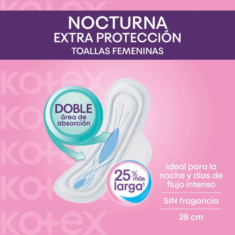 Toallitas Femeninas Kotex Nocturna 3 Paquetes Toallitas Femeninas Kotex Nocturna 3 Paquetes