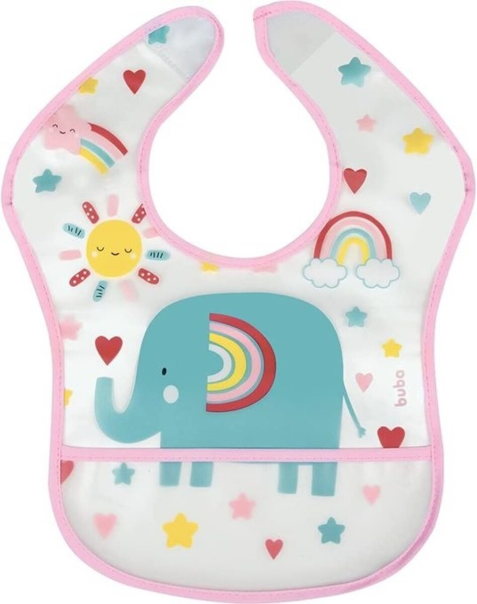 Babero impermeable con bolsillo - elefante arcoiris 