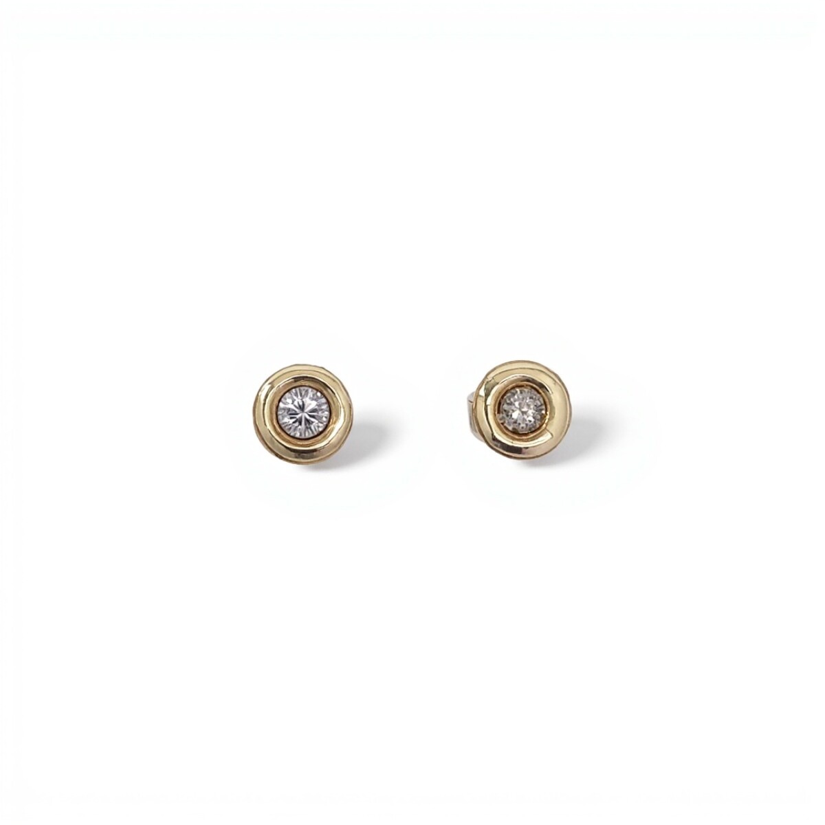 Caravanas Punto de luz-Plata y oro-Zirconia-CA5086 - conpiedra 