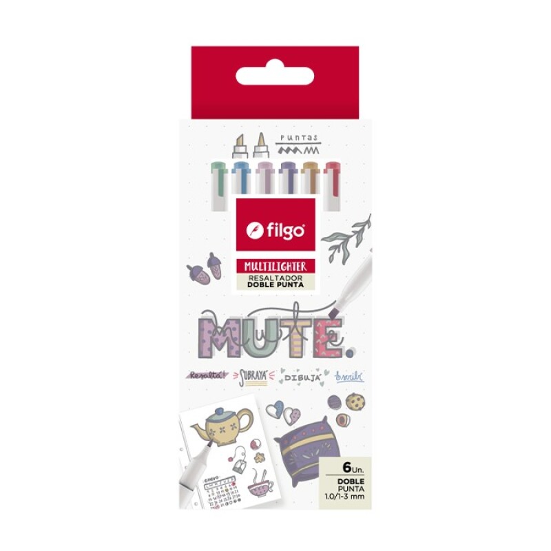 Resaltador Doble Punta Multilighter x6 Mute #Resaltador Doble Punta Multilighter X 6 Mute