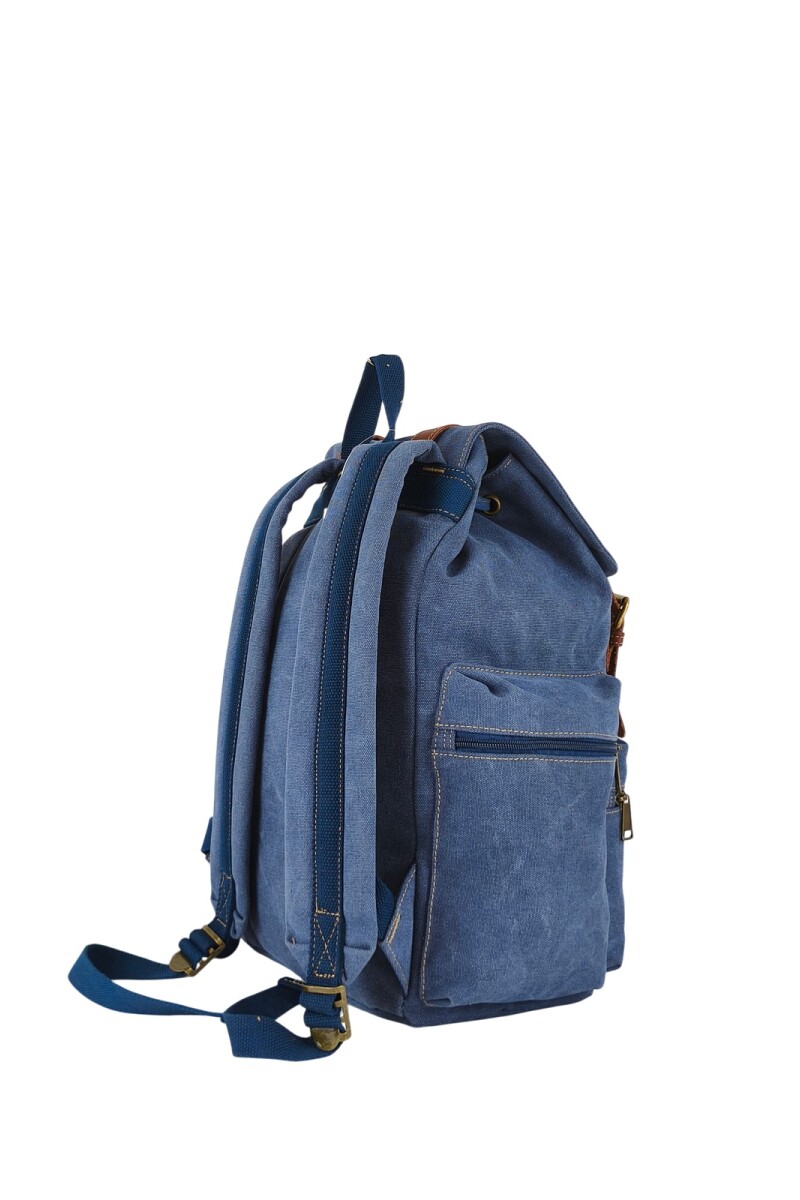 Mochila grande con bolsillos azul