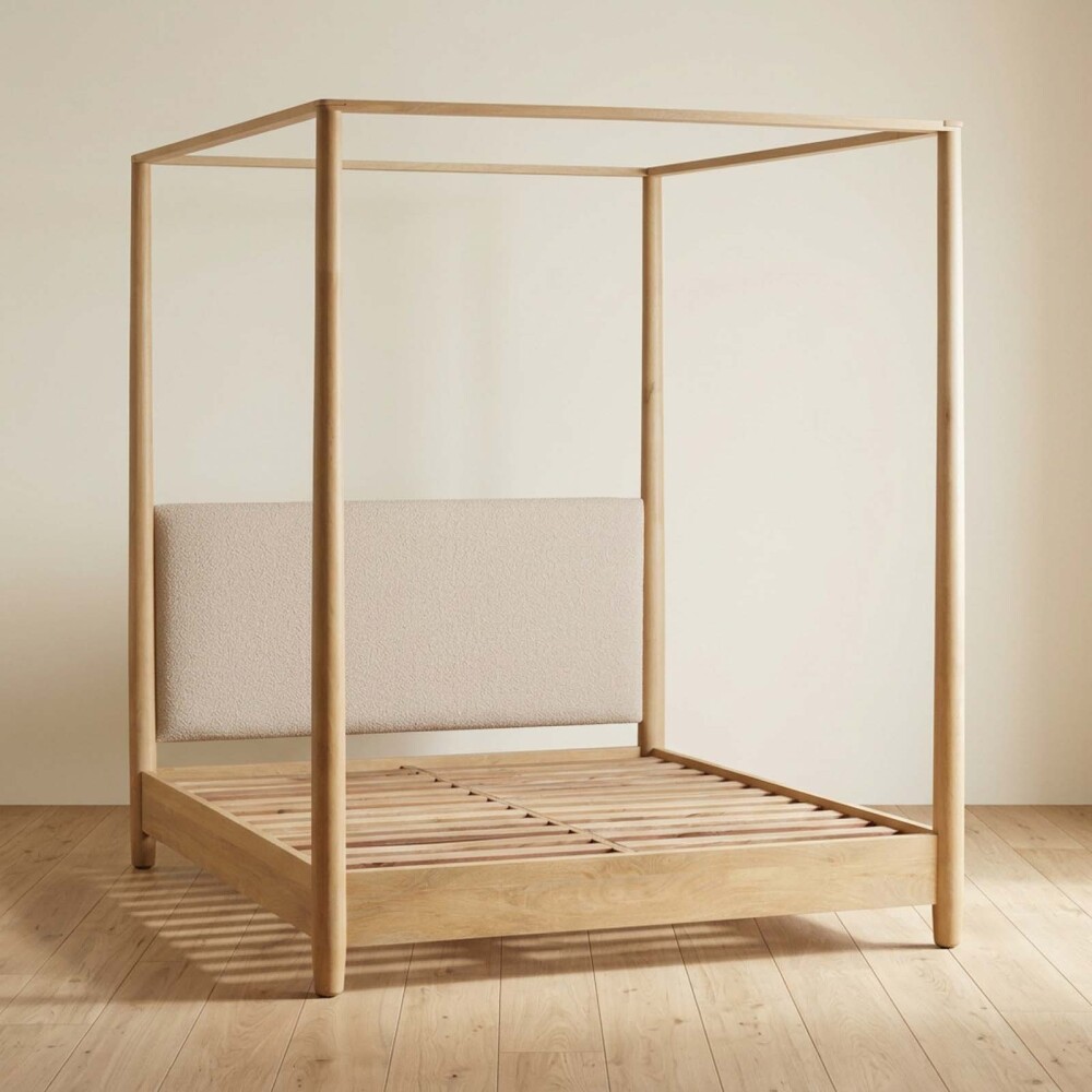 CAMA CANOPY QUEEN MADERA-DE-MANGO NATURAL-BEIGE WOODSIDE