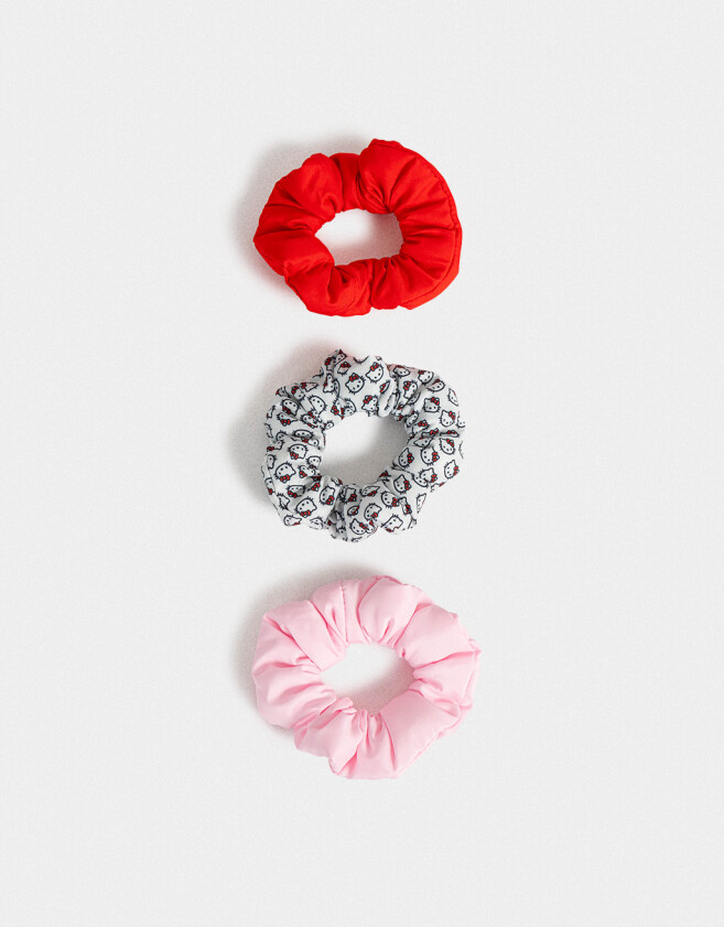Gomitas Infantiles Licencias Set De Scrunchies "hello Kitty" - Combinacion Multicolor