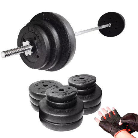 Set Barra Maciza 1.80m +50kg Discos Pesas Importado 4x10kg + 2x5kg