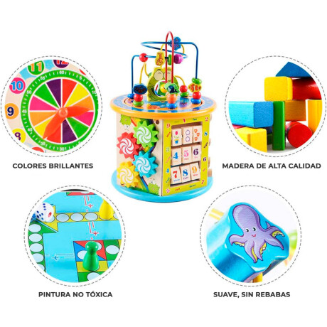 Juego Madera Cubo Multifunción 8 Juegos Didáctico Jug019008