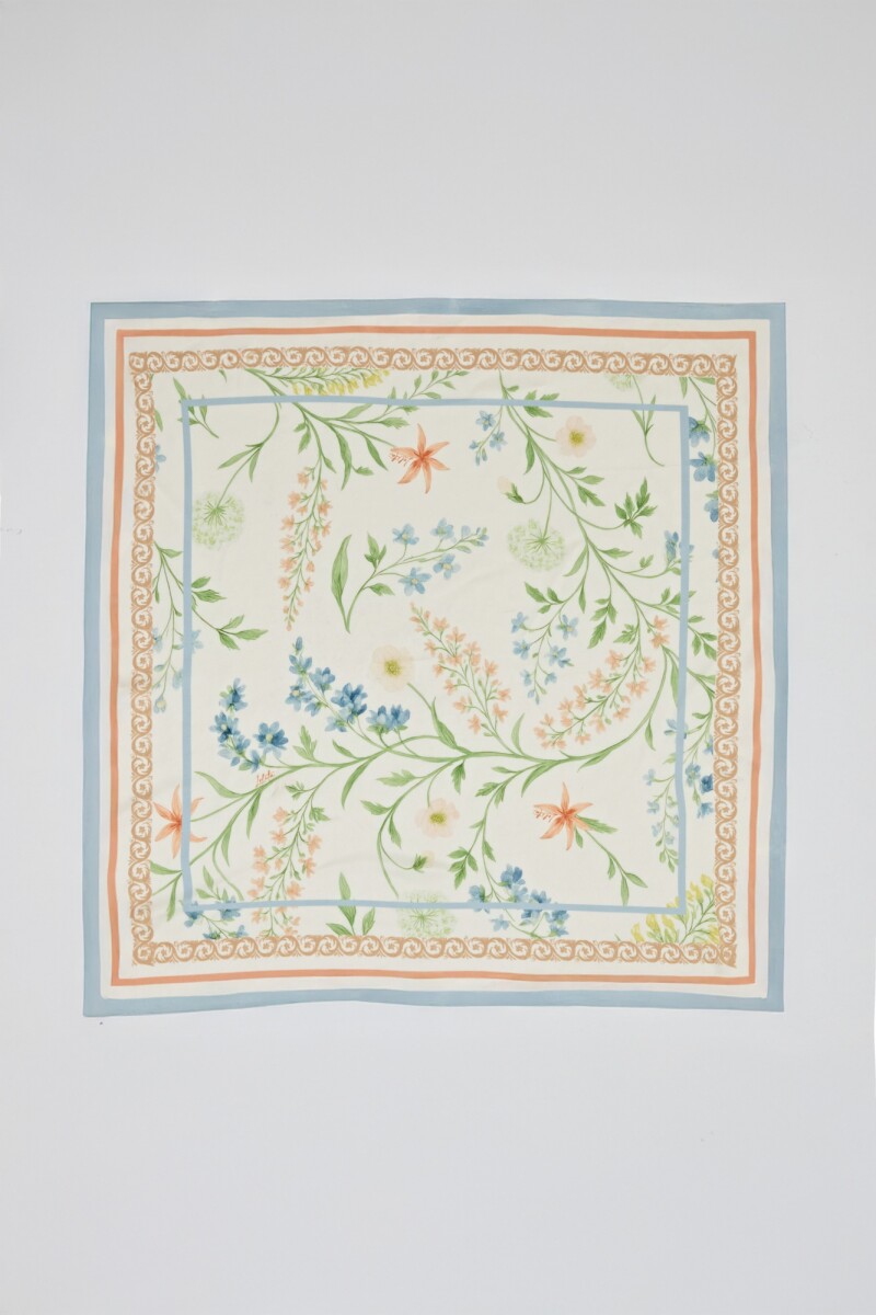 Pañuelo estampa botánica - beige claro 