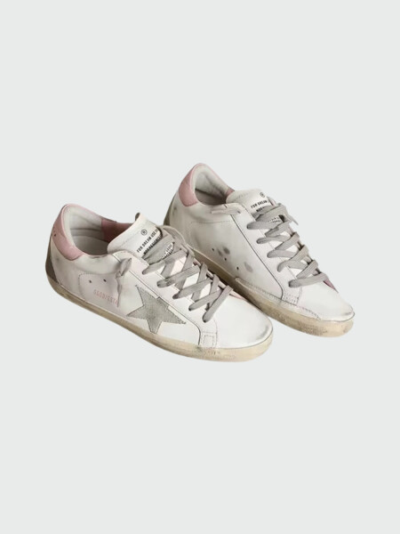 Golden Goose-Championes de cuero acordonados, Super Star Blanco