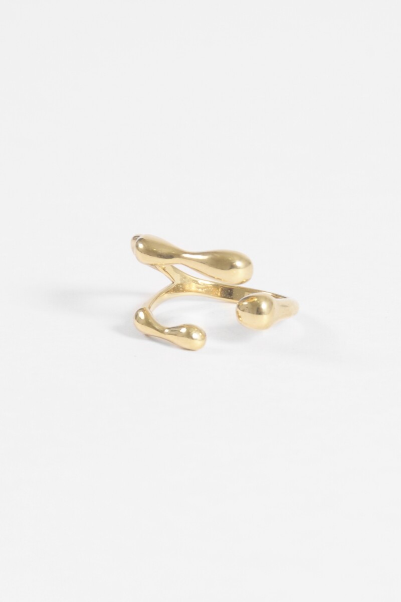 Anillo acero ajustable gota dorado