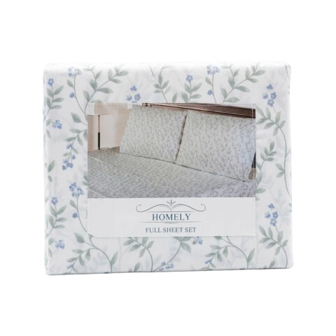 JGO SABANA FLORES AZUL FULL 140X200+30CM 4PZ Unica