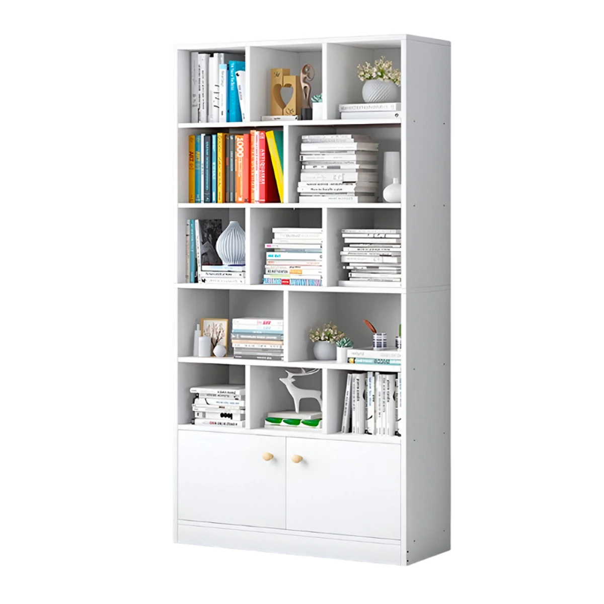 Estantería Biblioteca Madera 6 Niveles 178x80cm Blanca 123-2 - BLANCO 