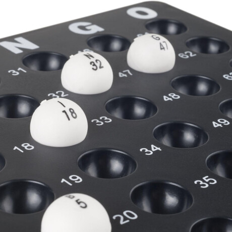 Juego Mesa Bingo Lotería Bolillero 75 Bolas Cartones Fichas Negro