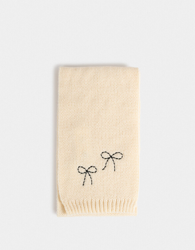 Bufandas y Chalinas Infantiles Bufanda Infantil Con Moñitos - Blanco Crudo