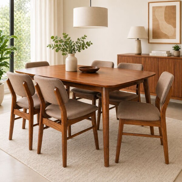 JUEGO DE COMEDOR MESA + 6 SILLAS - MOCHA JUEGO DE COMEDOR MESA + 6 SILLAS - MOCHA