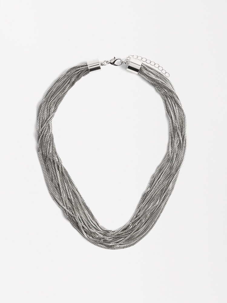 Collar Corto De Cadena plateado