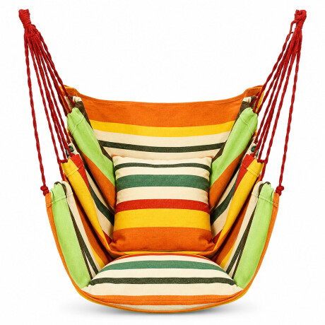 Silla Colgante Hamaca Paraguaya +2 Almohadones Jardín Balcón Naranja