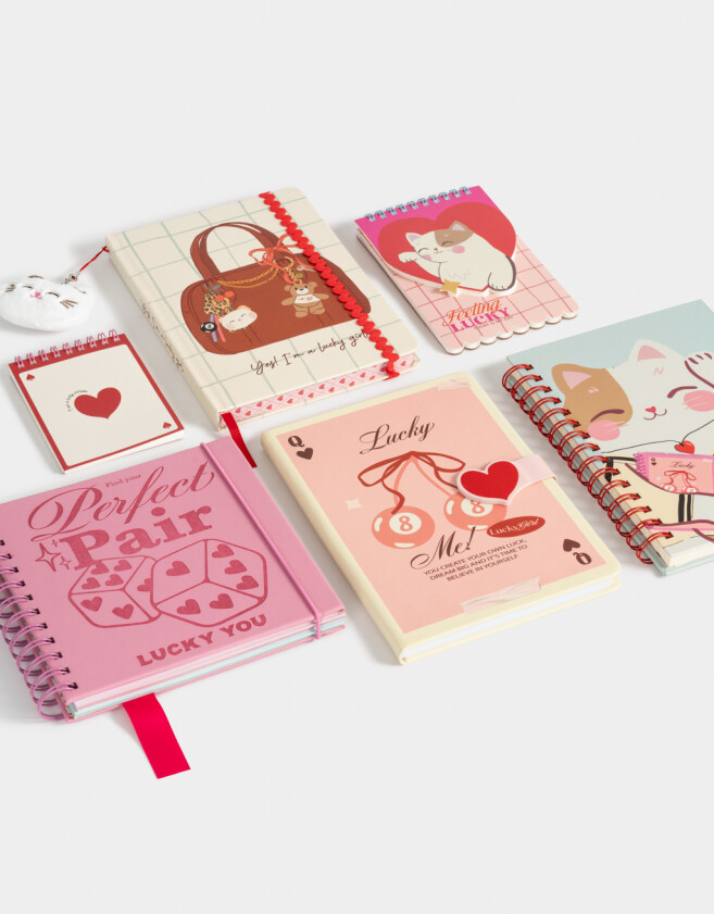Anotadores Cuadernos y Memos Cuaderno A5 Con Charm Gatito - Combinacion Multicolor