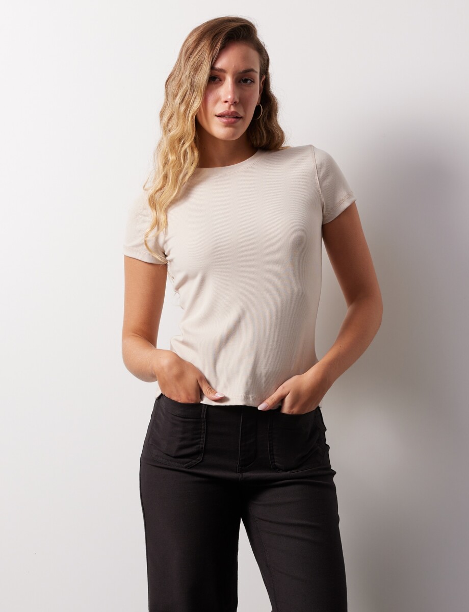 Remera Basica Modal Ribs - Beige 